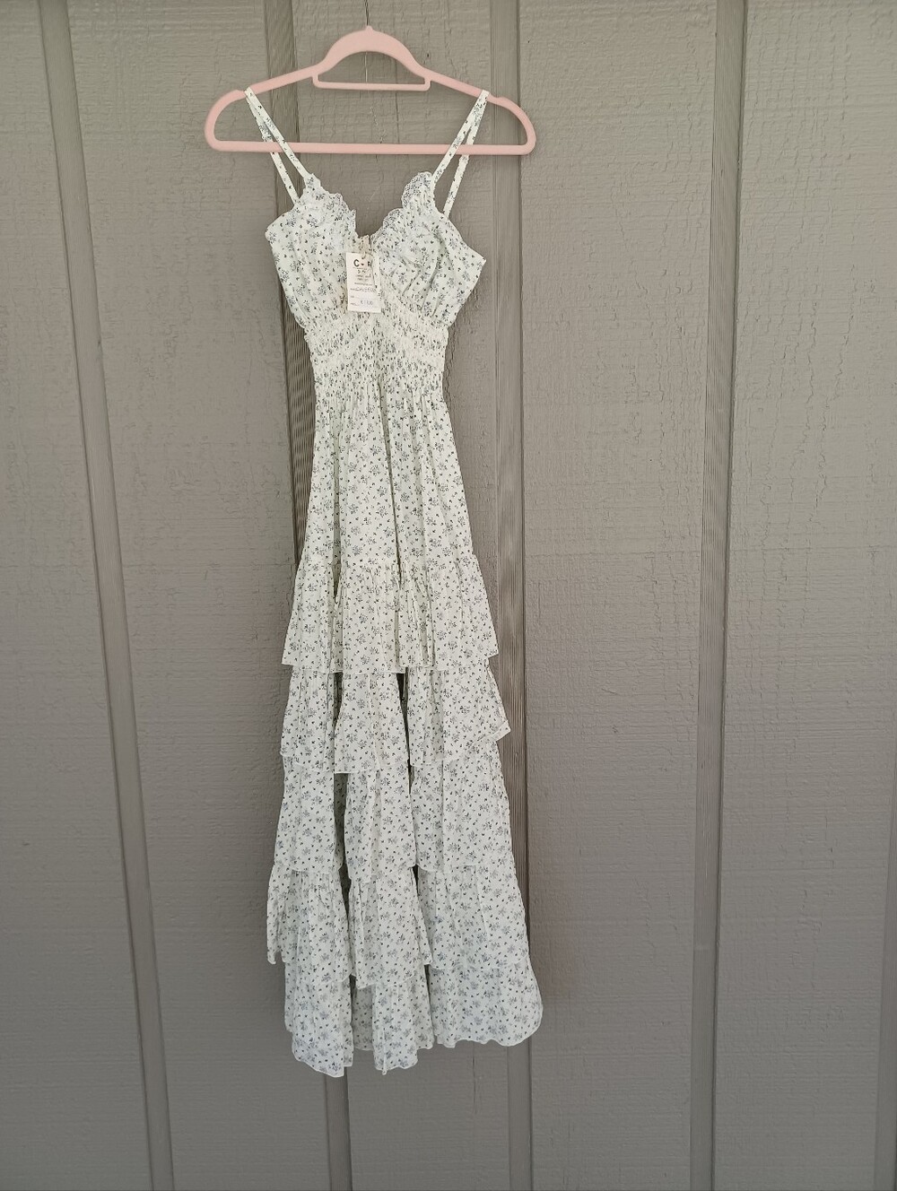 CB Positano Chiffon Floral Tiered Dress One Size Feminine Cottage Smock Cotton
